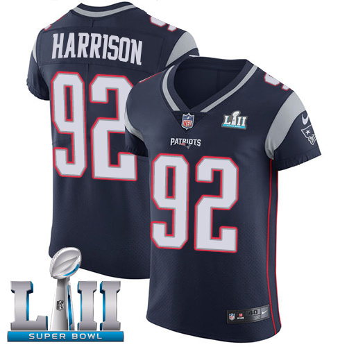 Nike Patriots #92 James Harrison Navy Blue Team Color Super Bowl LII Men's Stitched NFL Vapor Untouchable Elite Jersey - Click Image to Close